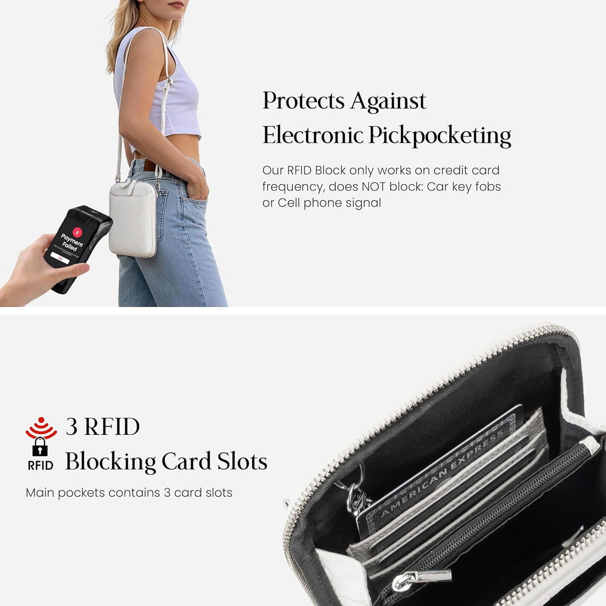 Genuine Leather Crossbody Cell Phone Purse for Women, Small Zip Around RFID Blocking Crossbody Wallet Bags