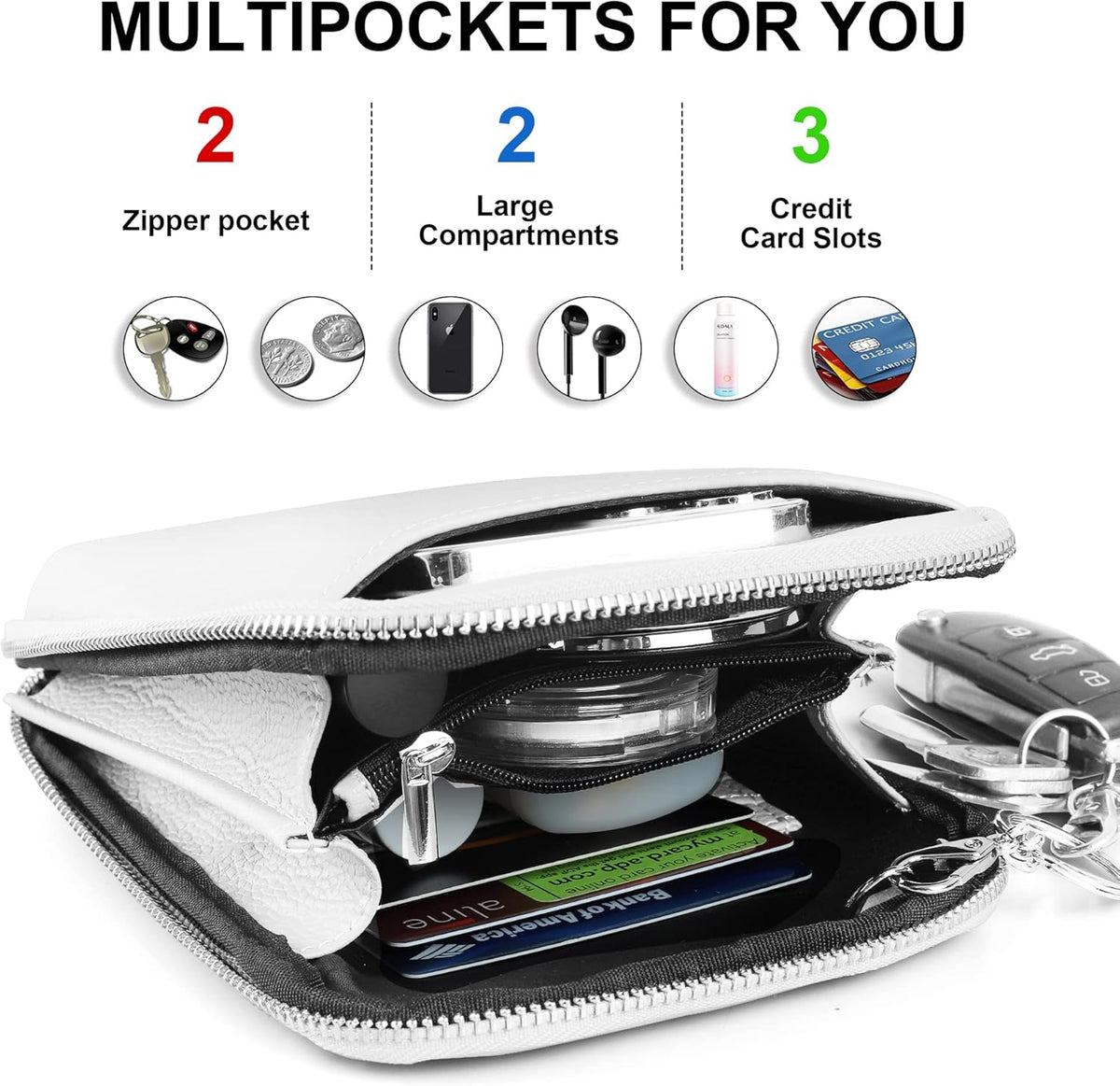 Genuine Leather Crossbody Cell Phone Purse for Women, Small Zip Around RFID Blocking Crossbody Wallet Bags