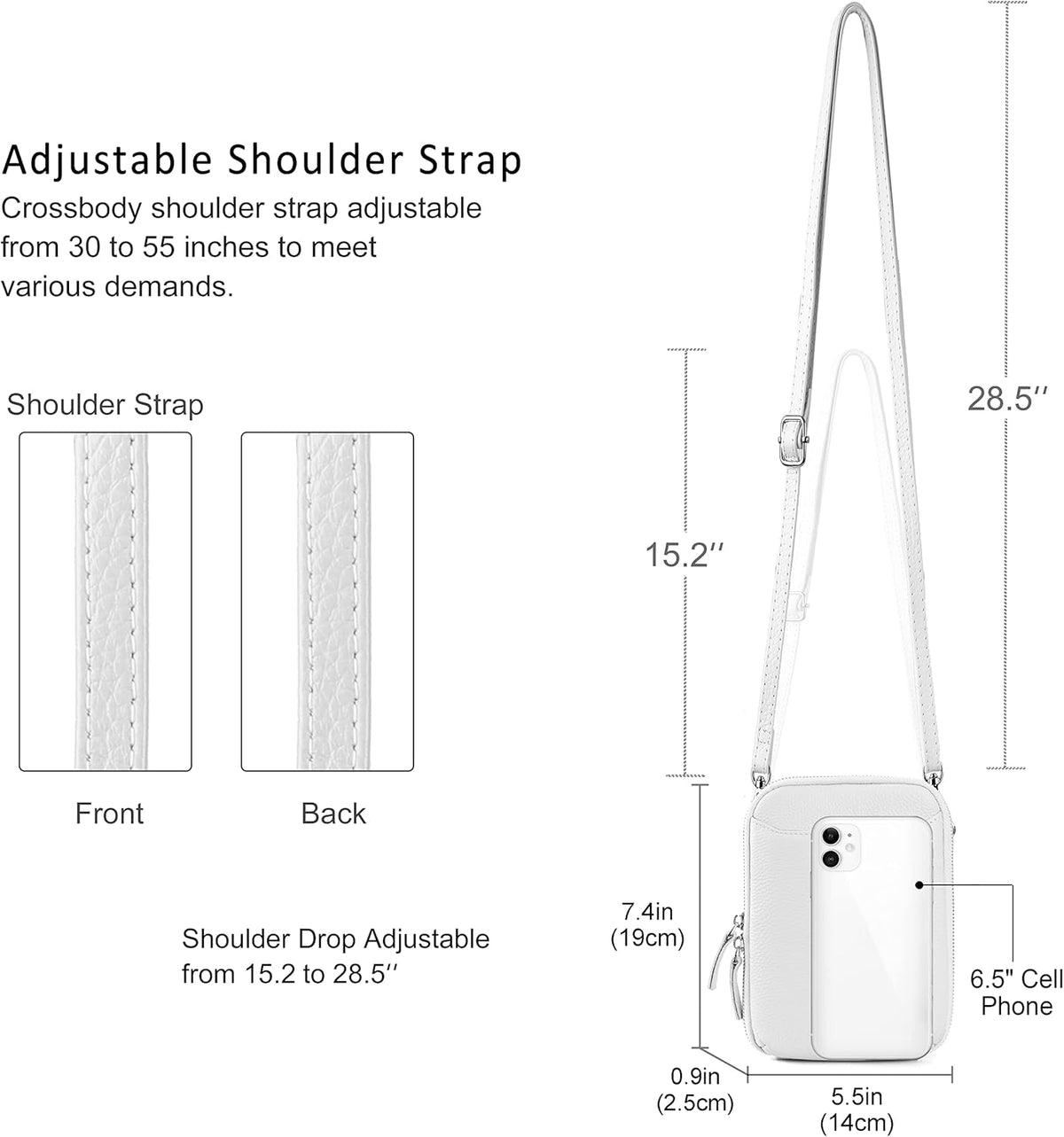 Genuine Leather Crossbody Cell Phone Purse for Women, Small Zip Around RFID Blocking Crossbody Wallet Bags