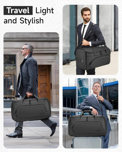 100% Waterproof Travel Garment Duffle Bags Combo Carry On for Women Men, Mens 3 In 1 Convertible Garment Bags for Travel with Shoe Compartment, High Capacity Folding Suit Bag Travel