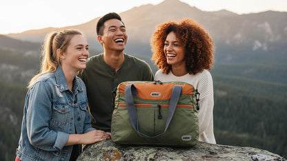 Packable Tote Bag – Under Seat Airline Personal Item, Lightweight Foldable Travel Duffel 28L, Nylon Shoulder Bag for Women Men, Carry-on Weekender for Plane Gym (Green&Orange)