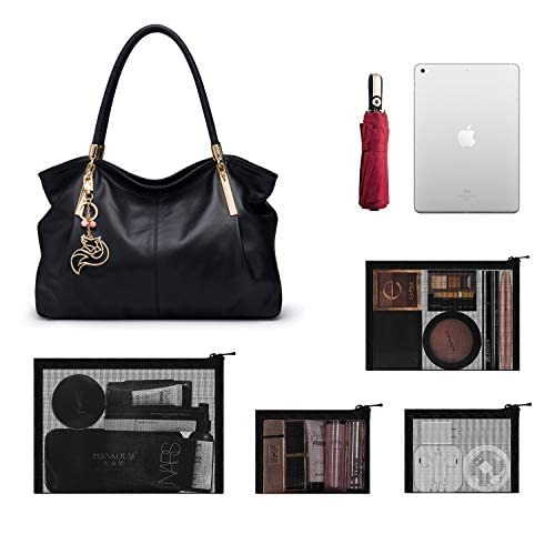 Mesh Pouch, Make up Bag with Zipper Cosmetic Organizer Pouch for Daily or Travel to Keep Small Items, 4 PCS Black