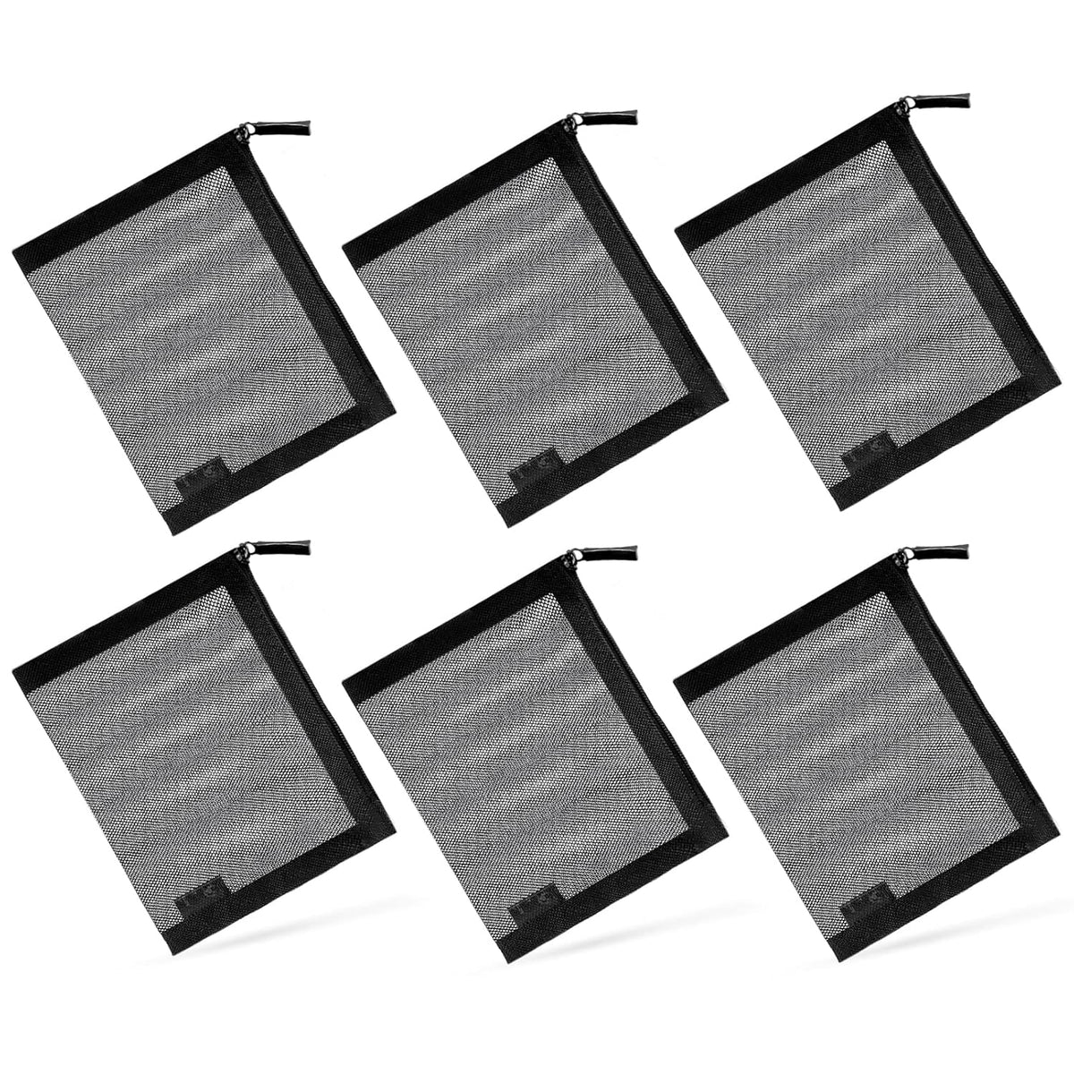 Mesh Pouch, Make up Bag with Zipper Cosmetic Organizer Pouch for Daily or Travel to Keep Small Items, 4 PCS Black