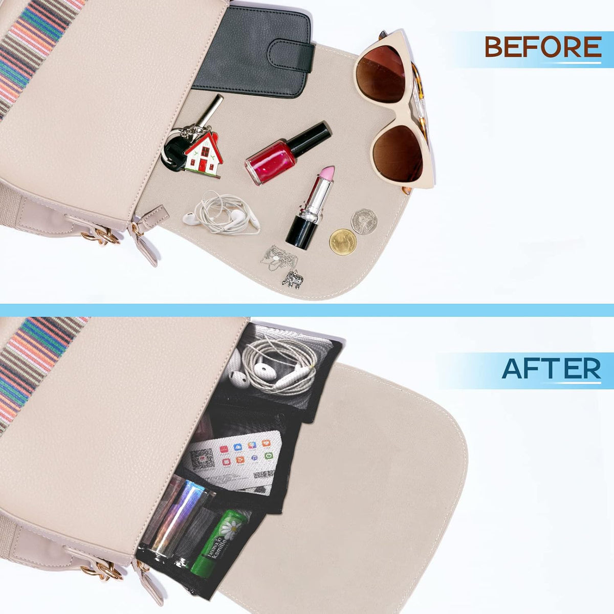 Mesh Pouch, Make up Bag with Zipper Cosmetic Organizer Pouch for Daily or Travel to Keep Small Items, 4 PCS Black
