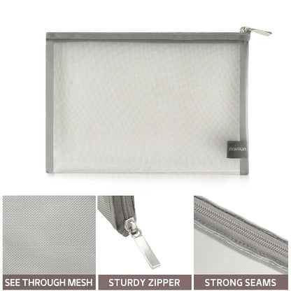 Mesh Pouch, Make up Bag with Zipper Cosmetic Organizer Pouch for Daily or Travel to Keep Small Items, 4 PCS Black