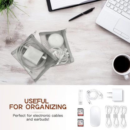 Mesh Pouch, Make up Bag with Zipper Cosmetic Organizer Pouch for Daily or Travel to Keep Small Items, 4 PCS Black