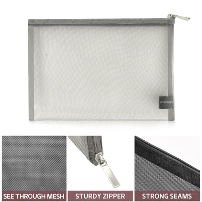 Mesh Pouch, Make up Bag with Zipper Cosmetic Organizer Pouch for Daily or Travel to Keep Small Items, 4 PCS Black