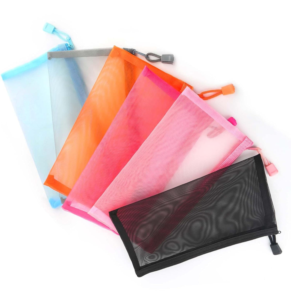Mesh Pouch, Make up Bag with Zipper Cosmetic Organizer Pouch for Daily or Travel to Keep Small Items, 4 PCS Black