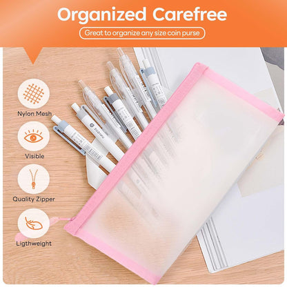 Mesh Pouch, Make up Bag with Zipper Cosmetic Organizer Pouch for Daily or Travel to Keep Small Items, 4 PCS Black