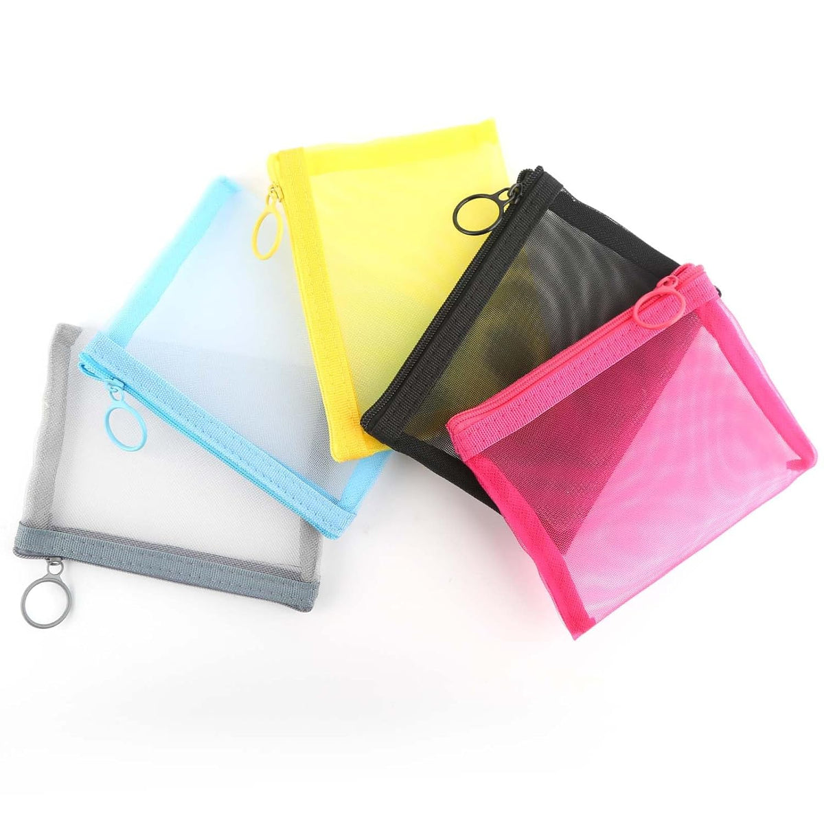 Mesh Pouch, Make up Bag with Zipper Cosmetic Organizer Pouch for Daily or Travel to Keep Small Items, 4 PCS Black