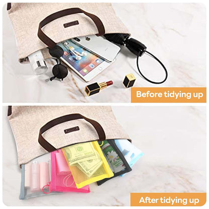 Mesh Pouch, Make up Bag with Zipper Cosmetic Organizer Pouch for Daily or Travel to Keep Small Items, 4 PCS Black