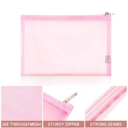 Mesh Pouch, Make up Bag with Zipper Cosmetic Organizer Pouch for Daily or Travel to Keep Small Items, 4 PCS Black