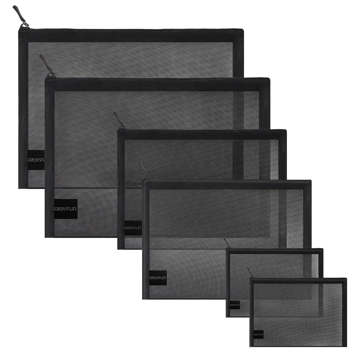 Mesh Pouch, Make up Bag with Zipper Cosmetic Organizer Pouch for Daily or Travel to Keep Small Items, 4 PCS Black