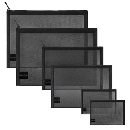 Mesh Pouch, Make up Bag with Zipper Cosmetic Organizer Pouch for Daily or Travel to Keep Small Items, 4 PCS Black