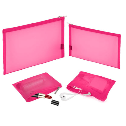 Mesh Pouch, Make up Bag with Zipper Cosmetic Organizer Pouch for Daily or Travel to Keep Small Items, 4 PCS Black
