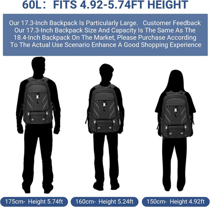 17.3 Inch Travel Laptop Backpack with Shoe Compartment,Water Resistant Anti Theft Bag with USB Charging Port,50L Backpacks Compartmentsfor Men Women