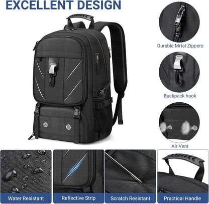 17.3 Inch Travel Laptop Backpack with Shoe Compartment,Water Resistant Anti Theft Bag with USB Charging Port,50L Backpacks Compartmentsfor Men Women
