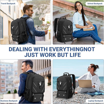 17.3 Inch Travel Laptop Backpack with Shoe Compartment,Water Resistant Anti Theft Bag with USB Charging Port,50L Backpacks Compartmentsfor Men Women