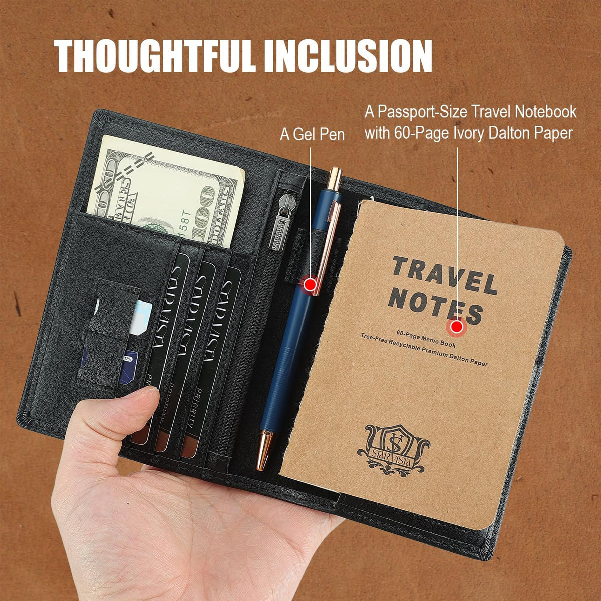 Phoenix Leather Passport Holder, Full Grain Leather Travel Wallet - Slim, Bifold, RFID Blocking, ID Window, Coin Pocket, Card Slots, SIM Slots, AirTag Holder