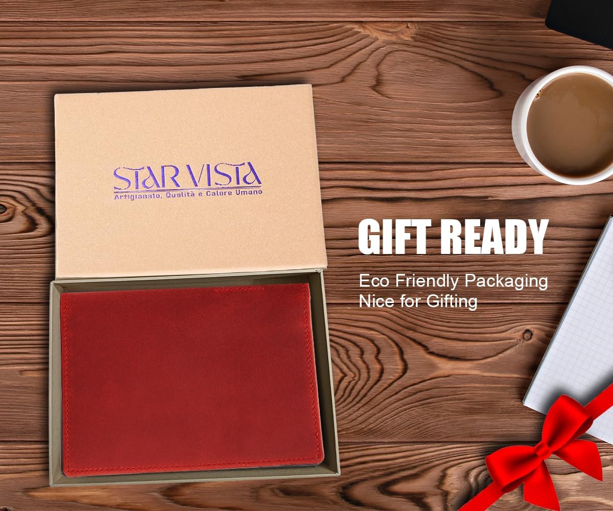 Phoenix Leather Passport Holder, Full Grain Leather Travel Wallet - Slim, Bifold, RFID Blocking, ID Window, Coin Pocket, Card Slots, SIM Slots, AirTag Holder