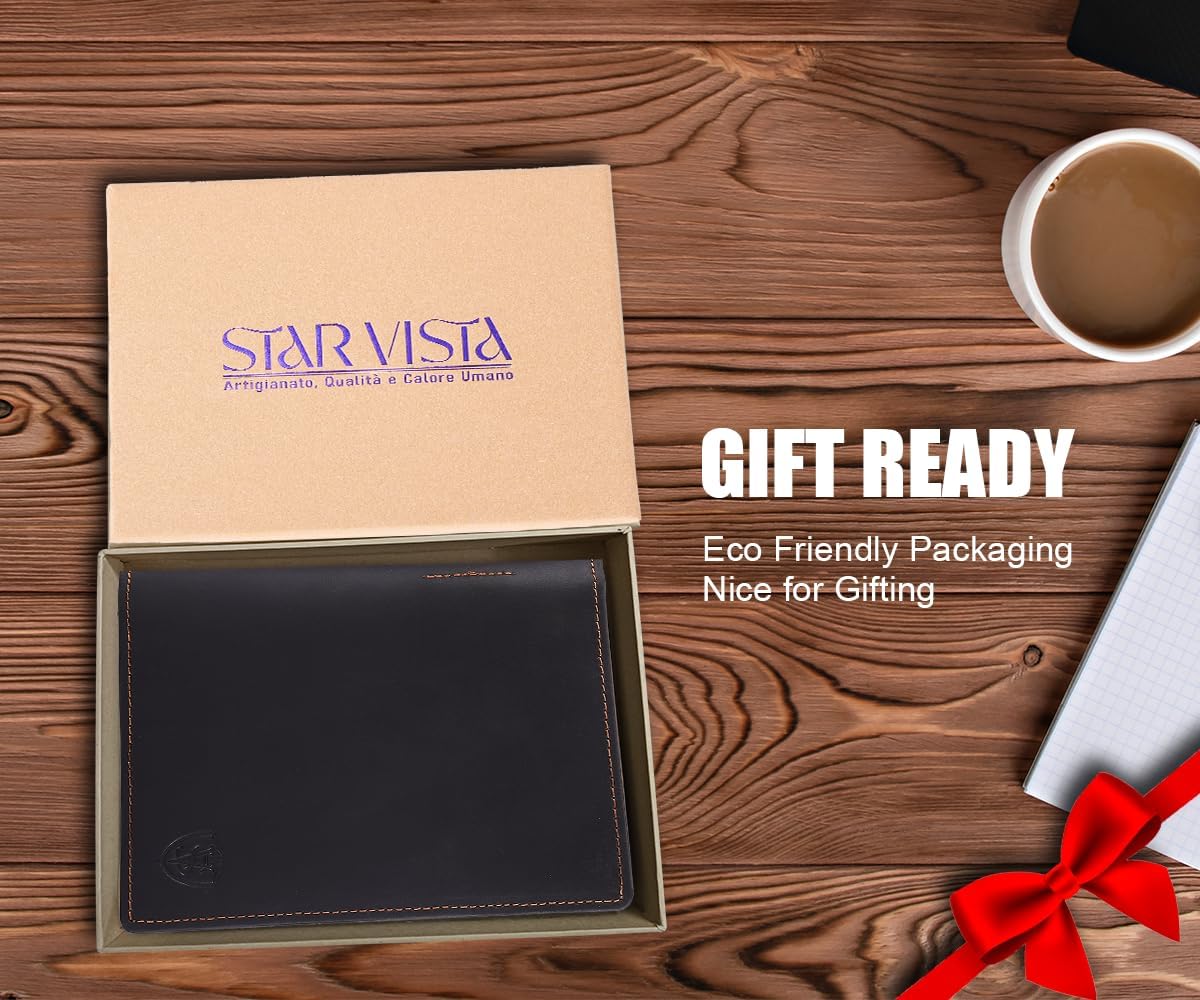 Phoenix Leather Passport Holder, Full Grain Leather Travel Wallet - Slim, Bifold, RFID Blocking, ID Window, Coin Pocket, Card Slots, SIM Slots, AirTag Holder
