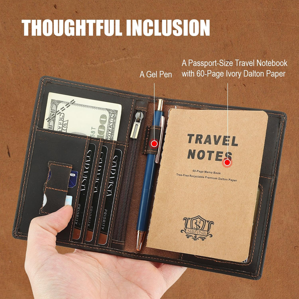 Phoenix Leather Passport Holder, Full Grain Leather Travel Wallet - Slim, Bifold, RFID Blocking, ID Window, Coin Pocket, Card Slots, SIM Slots, AirTag Holder