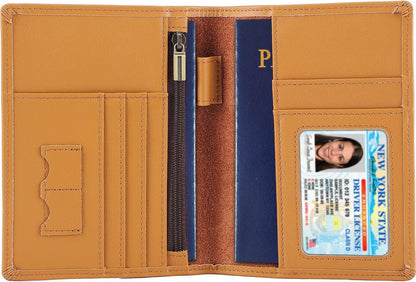 Phoenix Leather Passport Holder, Full Grain Leather Travel Wallet - Slim, Bifold, RFID Blocking, ID Window, Coin Pocket, Card Slots, SIM Slots, AirTag Holder