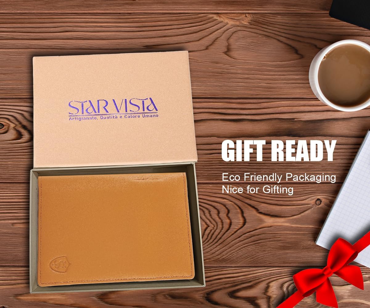 Phoenix Leather Passport Holder, Full Grain Leather Travel Wallet - Slim, Bifold, RFID Blocking, ID Window, Coin Pocket, Card Slots, SIM Slots, AirTag Holder