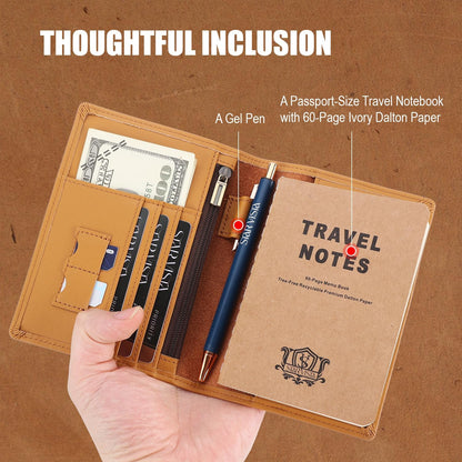 Phoenix Leather Passport Holder, Full Grain Leather Travel Wallet - Slim, Bifold, RFID Blocking, ID Window, Coin Pocket, Card Slots, SIM Slots, AirTag Holder