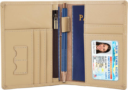 Phoenix Leather Passport Holder, Full Grain Leather Travel Wallet - Slim, Bifold, RFID Blocking, ID Window, Coin Pocket, Card Slots, SIM Slots, AirTag Holder
