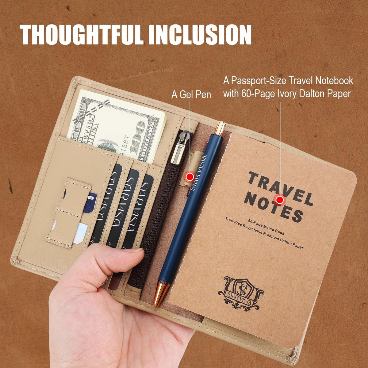 Phoenix Leather Passport Holder, Full Grain Leather Travel Wallet - Slim, Bifold, RFID Blocking, ID Window, Coin Pocket, Card Slots, SIM Slots, AirTag Holder