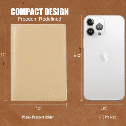 Phoenix Leather Passport Holder, Full Grain Leather Travel Wallet - Slim, Bifold, RFID Blocking, ID Window, Coin Pocket, Card Slots, SIM Slots, AirTag Holder