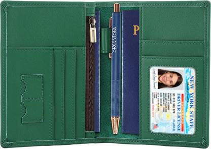 Phoenix Leather Passport Holder, Full Grain Leather Travel Wallet - Slim, Bifold, RFID Blocking, ID Window, Coin Pocket, Card Slots, SIM Slots, AirTag Holder