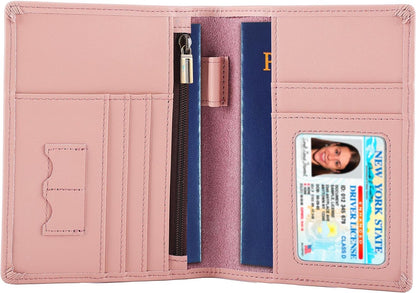 Phoenix Leather Passport Holder, Full Grain Leather Travel Wallet - Slim, Bifold, RFID Blocking, ID Window, Coin Pocket, Card Slots, SIM Slots, AirTag Holder