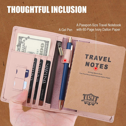 Phoenix Leather Passport Holder, Full Grain Leather Travel Wallet - Slim, Bifold, RFID Blocking, ID Window, Coin Pocket, Card Slots, SIM Slots, AirTag Holder