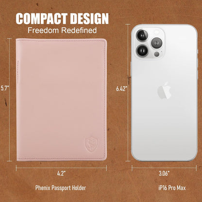 Phoenix Leather Passport Holder, Full Grain Leather Travel Wallet - Slim, Bifold, RFID Blocking, ID Window, Coin Pocket, Card Slots, SIM Slots, AirTag Holder