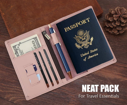 Phoenix Leather Passport Holder, Full Grain Leather Travel Wallet - Slim, Bifold, RFID Blocking, ID Window, Coin Pocket, Card Slots, SIM Slots, AirTag Holder
