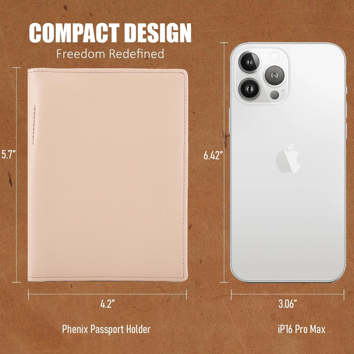 Phoenix Leather Passport Holder, Full Grain Leather Travel Wallet - Slim, Bifold, RFID Blocking, ID Window, Coin Pocket, Card Slots, SIM Slots, AirTag Holder