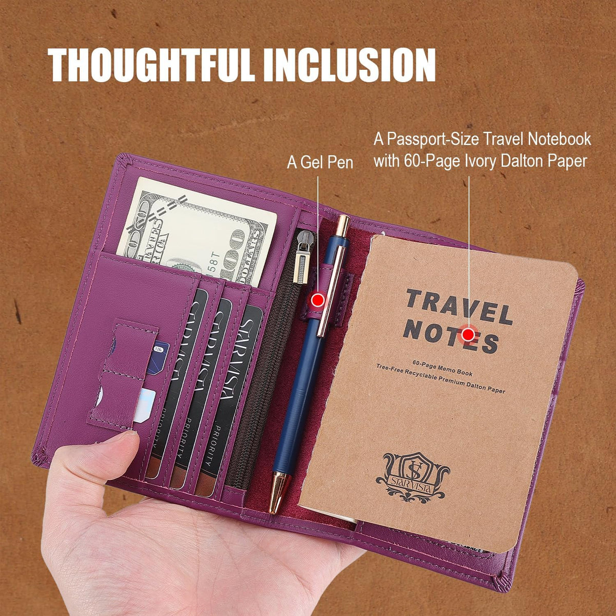 Phoenix Leather Passport Holder, Full Grain Leather Travel Wallet - Slim, Bifold, RFID Blocking, ID Window, Coin Pocket, Card Slots, SIM Slots, AirTag Holder