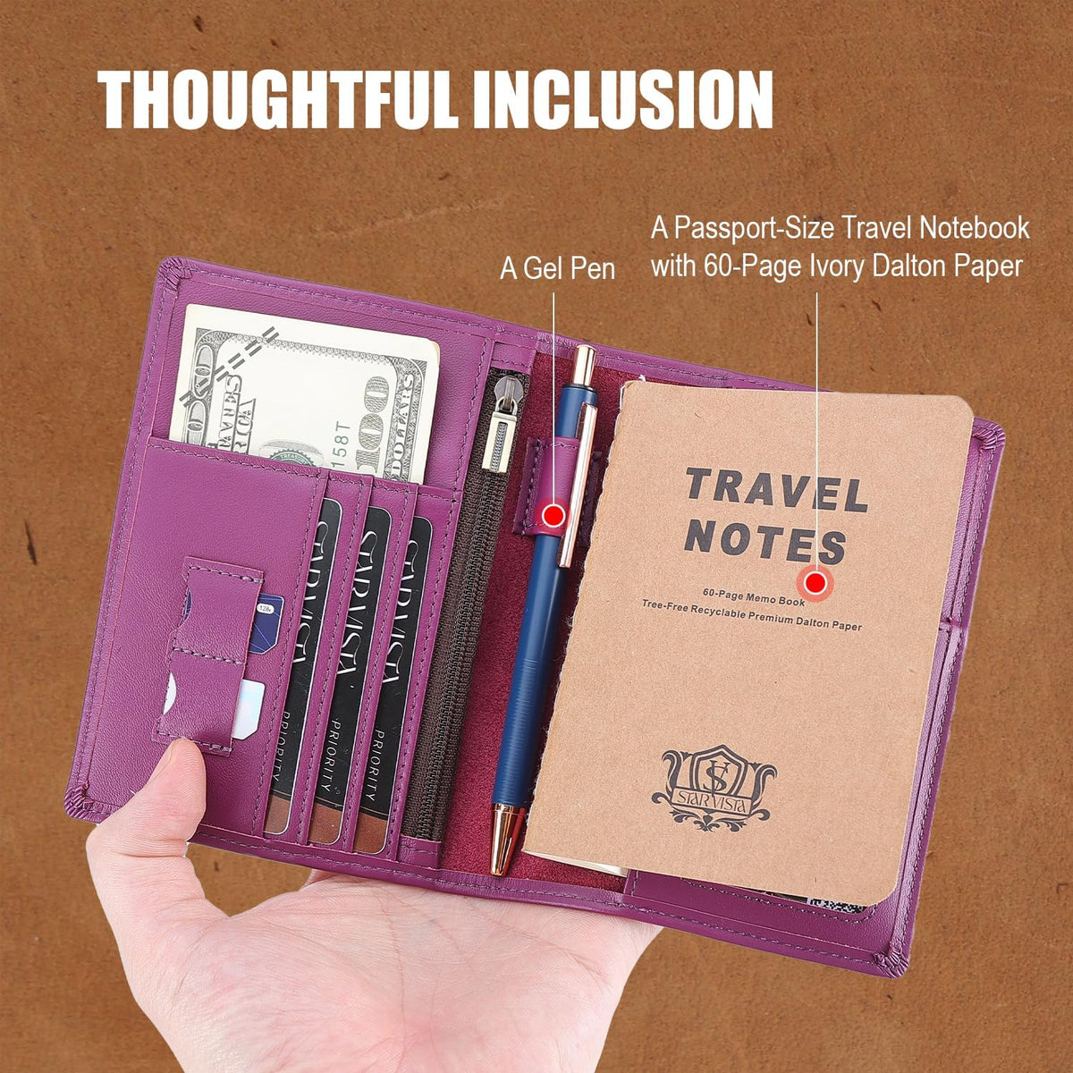 Phoenix Leather Passport Holder, Full Grain Leather Travel Wallet - Slim, Bifold, RFID Blocking, ID Window, Coin Pocket, Card Slots, SIM Slots, AirTag Holder