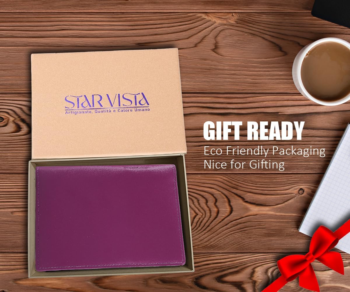Phoenix Leather Passport Holder, Full Grain Leather Travel Wallet - Slim, Bifold, RFID Blocking, ID Window, Coin Pocket, Card Slots, SIM Slots, AirTag Holder