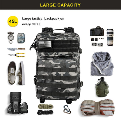 45L Military Tactical Backpack, Army 3-Day Assault Pack Bug Out Bag for Hiking Camping | Army