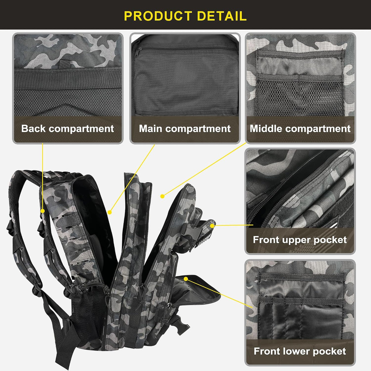 45L Military Tactical Backpack, Army 3-Day Assault Pack Bug Out Bag for Hiking Camping | Army