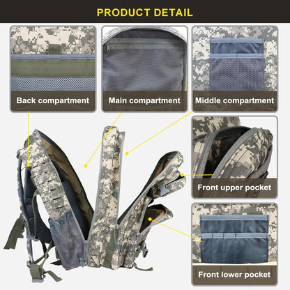 45L Military Tactical Backpack, Army 3-Day Assault Pack Bug Out Bag for Hiking Camping | Army