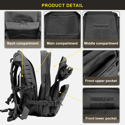 45L Military Tactical Backpack, Army 3-Day Assault Pack Bug Out Bag for Hiking Camping | Army