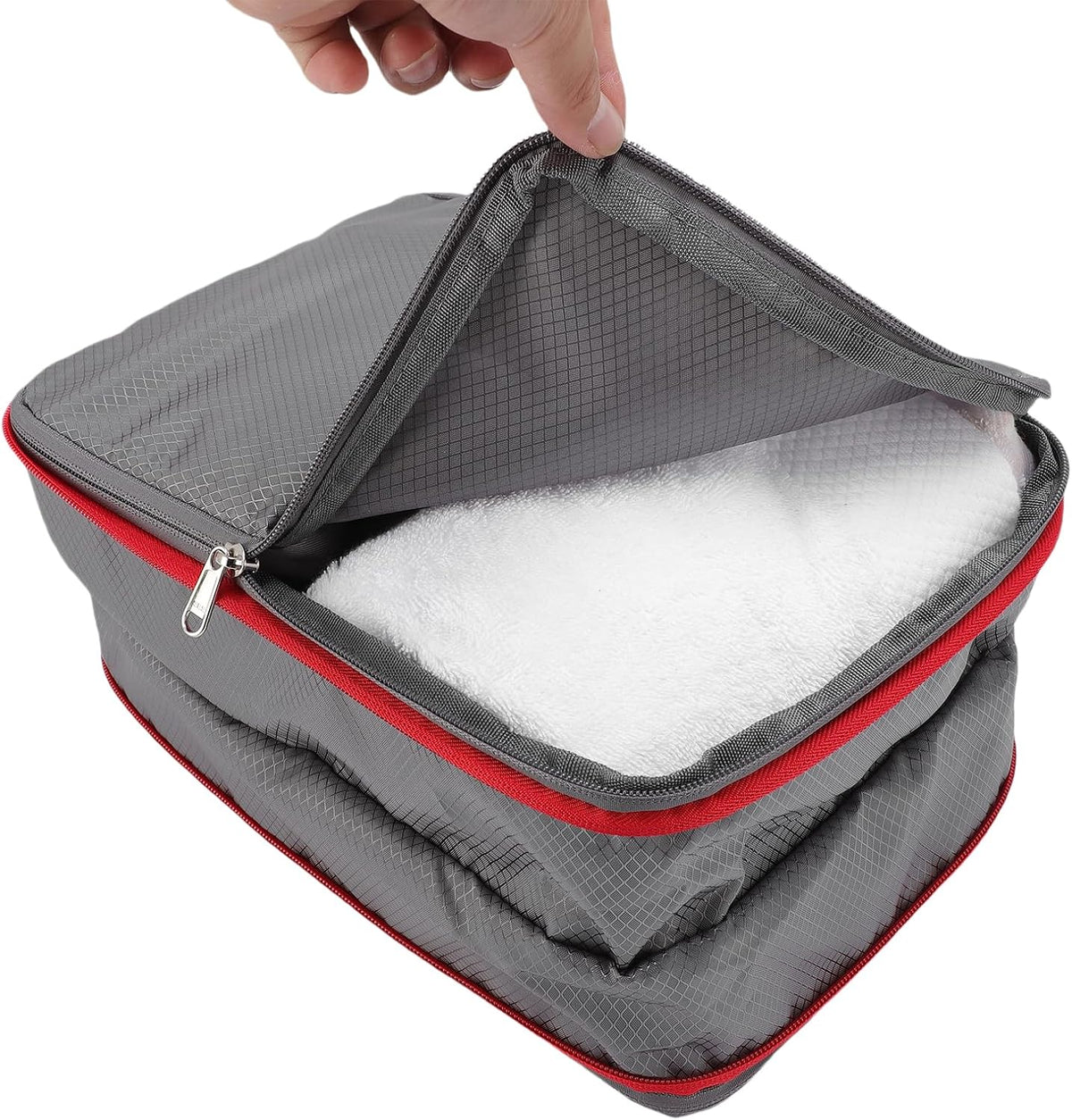 9L Compression Packing Set Lightweight Nylon Travel Bag for Organized Luggage Sided Design for and Dirty Clothes for Holidays Business Trips (Grey)