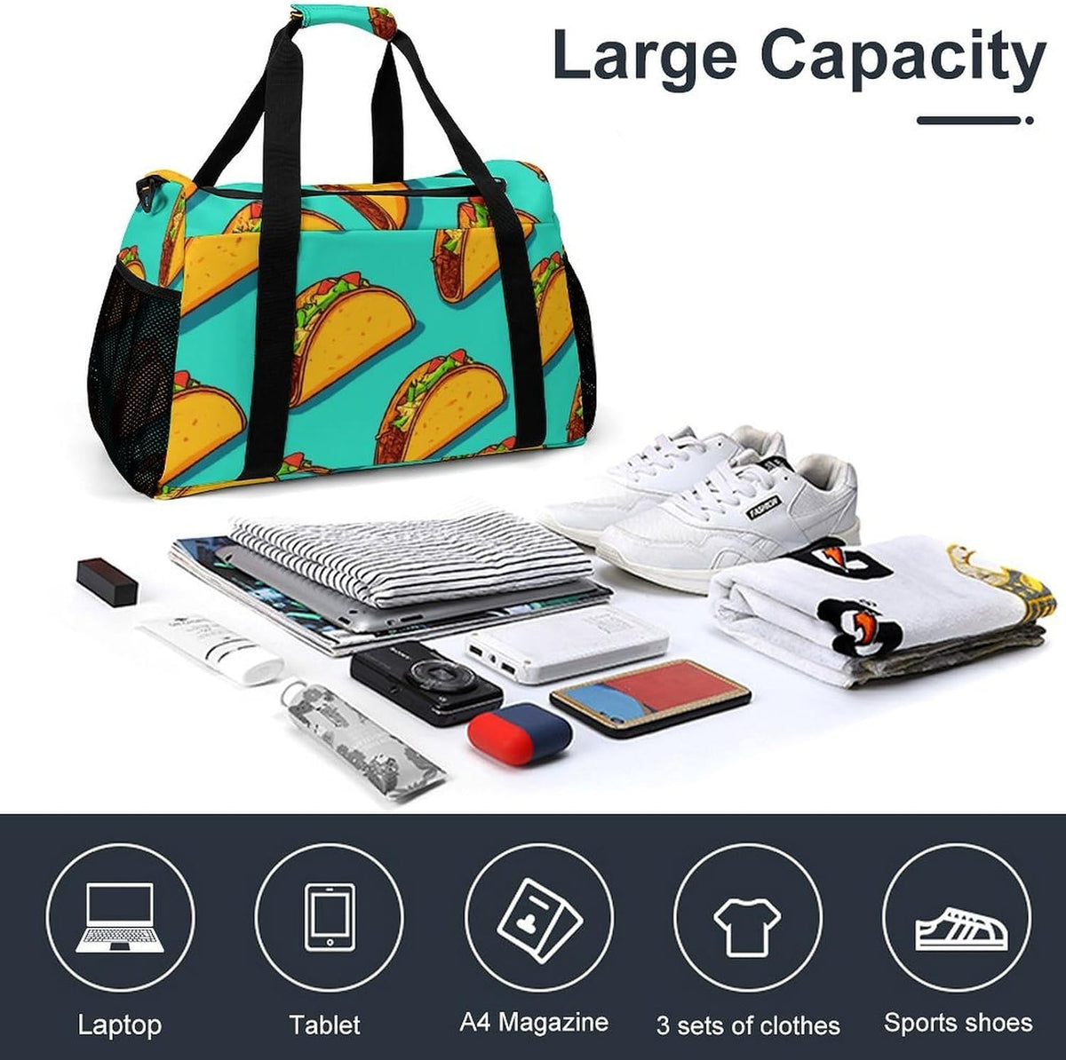 Gym Travel Bag Sports Duffel Simple Weekender Overnight Bag Men Women Workout Short Trip