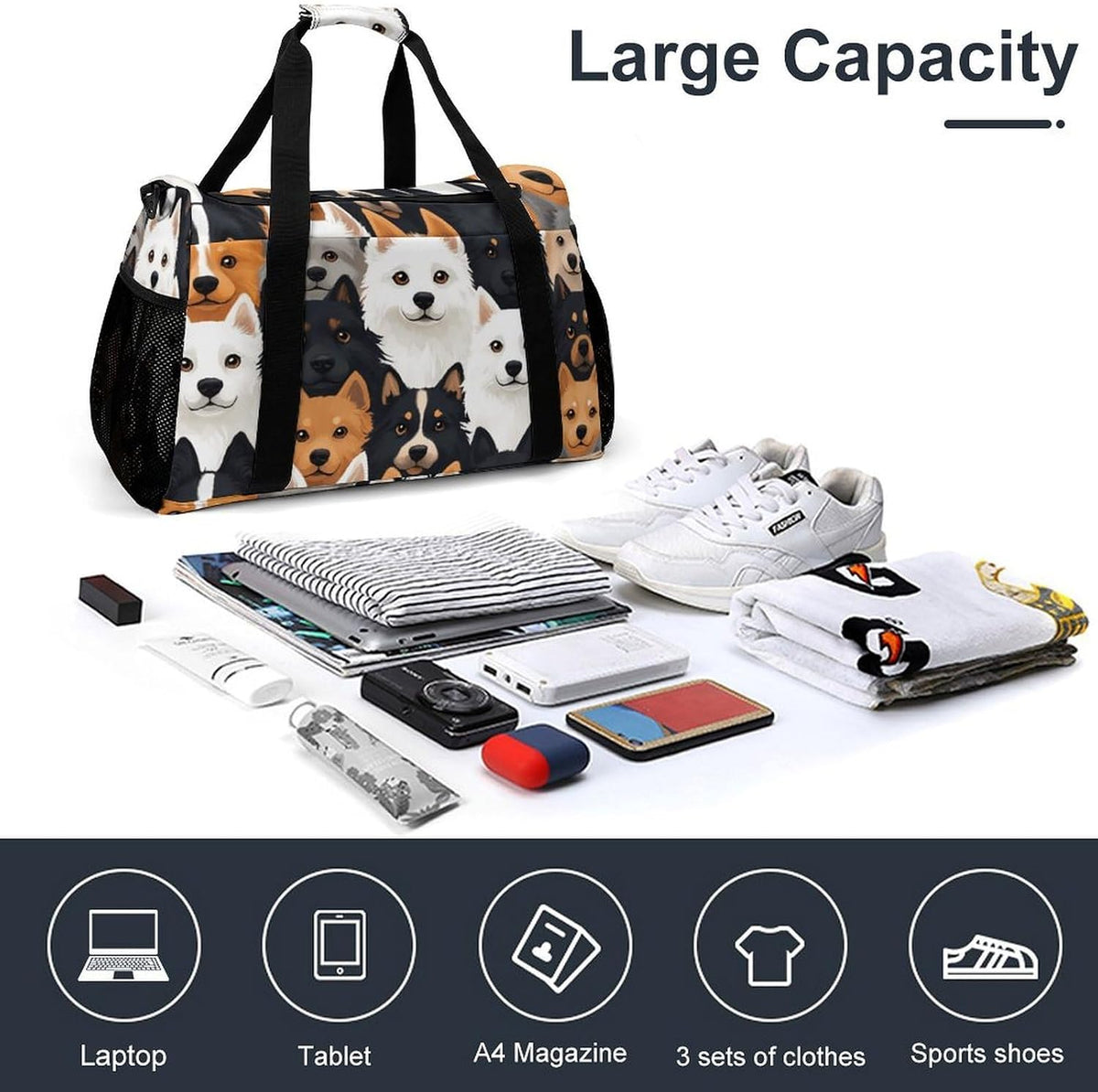 Gym Travel Bag Sports Duffel Simple Weekender Overnight Bag Men Women Workout Short Trip