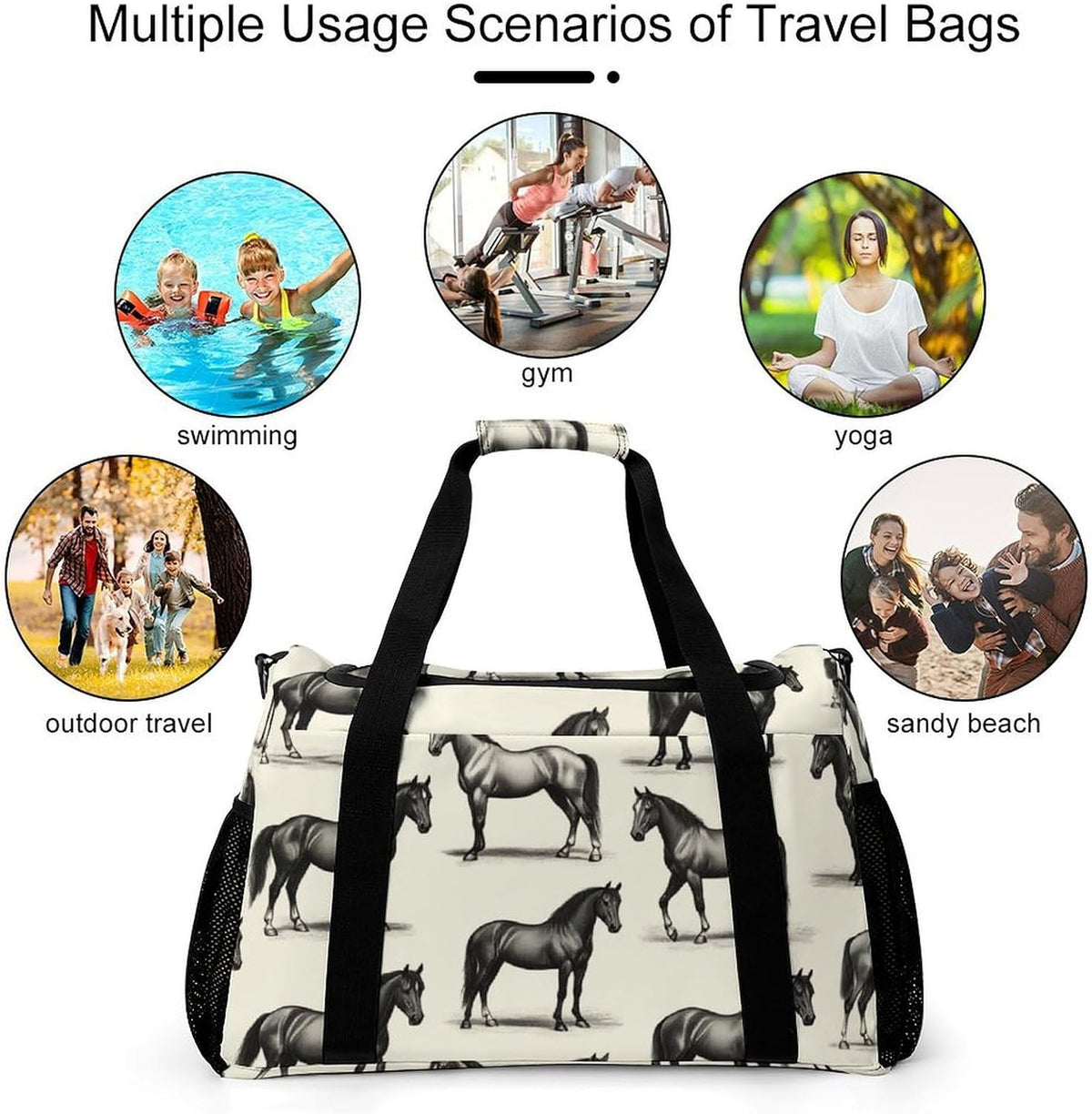 Gym Travel Bag Sports Duffel Simple Weekender Overnight Bag Men Women Workout Short Trip