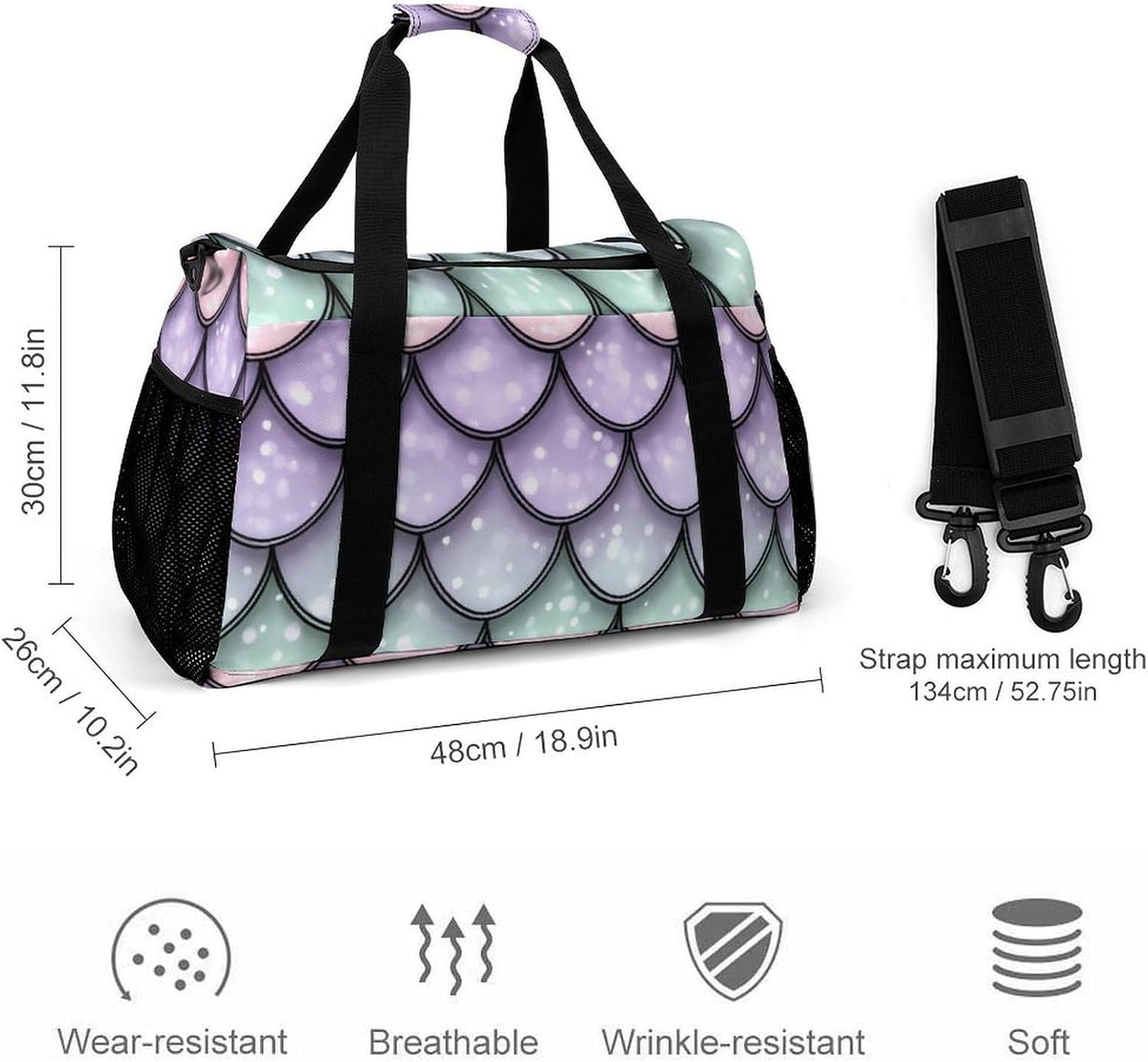 Gym Travel Bag Sports Duffel Simple Weekender Overnight Bag Men Women Workout Short Trip